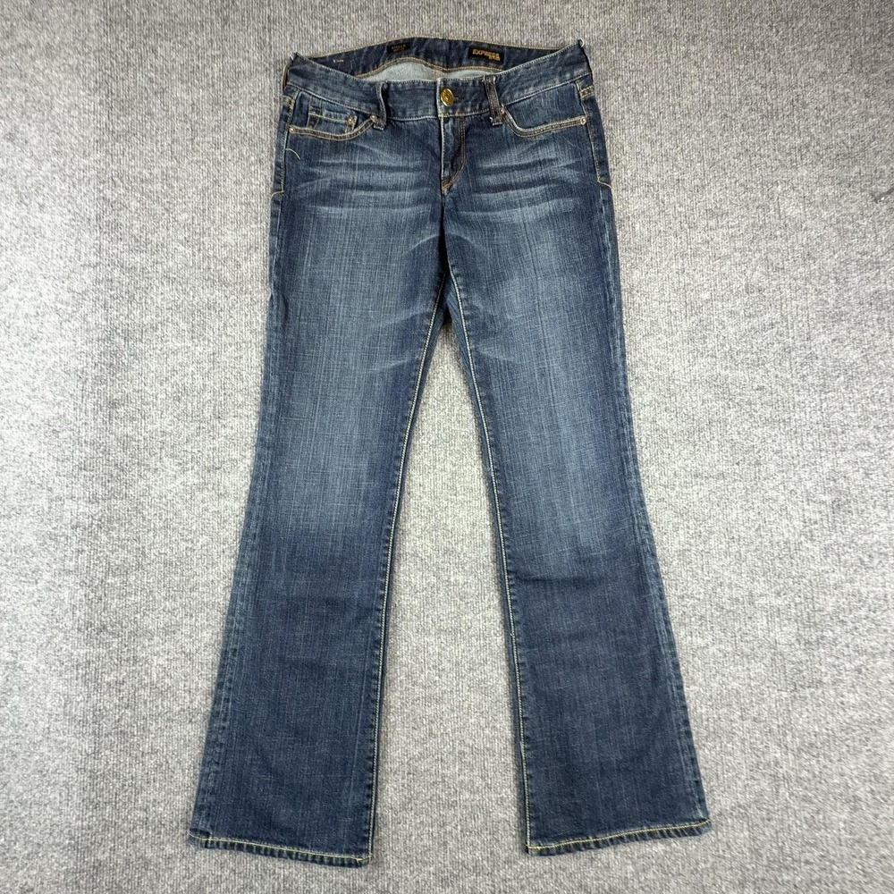 Express Stella Boot Leg Jeans Womens 6 Medium Wash Low Rise Bootcut Rhinestone